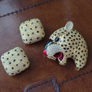 Jaguar Pin and Earrings
